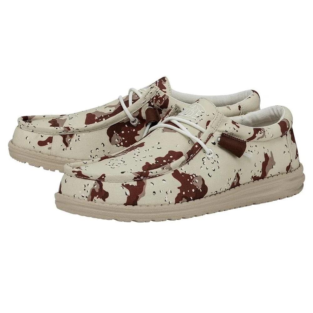 HEYDUDE Men Wally Ripstop Desert Camo Slip On Loafer Shoes Tan Brown Size 12 NEW